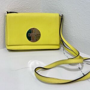 Kate Spade New York Yellow Saffiano Leather Turnlock Crossbody Bag